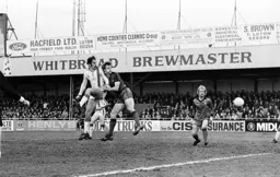 Bob Hatton heads for goal