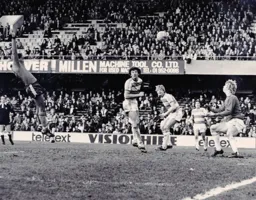 Brian Stein heads in a Bob Hatton cross