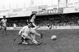 Brian Stein gets to the ball first