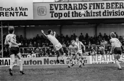 Brian Stein gets a header in