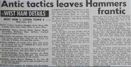 Match Report: West Ham United vs Luton Town FC (16th Aug 1980)