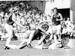 Raddy Antic watches as the ball goes wide