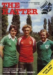 Programme: Luton Town FC vs Derby County (23rd Aug 1980)