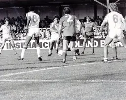 Frank Bunn about to net the Town's late equaliser