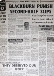 Match Report: Blackburn Rovers vs Luton Town FC (13th Sep 1980)