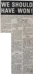 Match Report: Luton Town FC vs Manchester City (23rd Sep 1980)