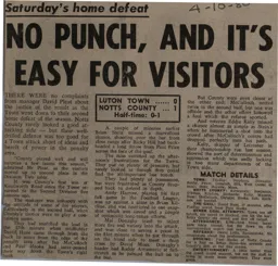 Match Report: Luton Town FC vs Notts County (4th Oct 1980)