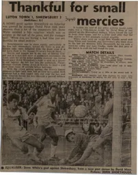 Match Report: Luton Town FC vs Shrewsbury Town (18th Oct 1980)