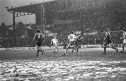 Paul Price drives the ball towards goal