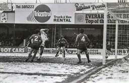 Brian Stein sees his effort go by the far post