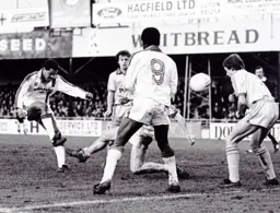 Brian Stein fires in an effort through a packed Preston rearguard