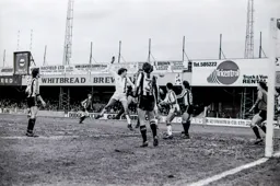 Mal Donaghy gets his head to the ball in the box