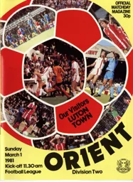 Programme: Orient vs Luton Town FC (1st Mar 1981)