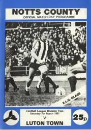 Programme: Notts County vs Luton Town FC (7th Mar 1981)