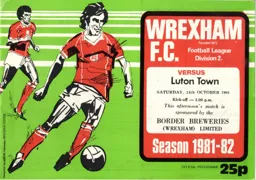 Programme: Wrexham vs Luton Town FC (24th Oct 1981)