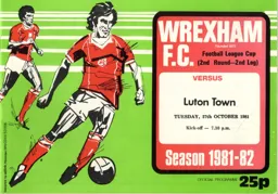 Programme: Wrexham vs Luton Town FC (27th Oct 1981)