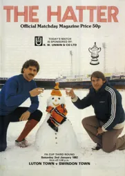Programme: Luton Town FC vs Swindon Town (2nd Jan 1982)