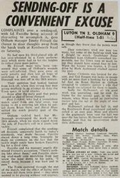 Match Report: Luton Town FC vs Oldham Athletic (27th Feb 1982)