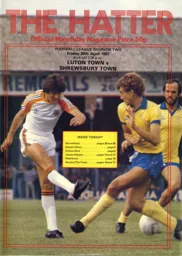 Programme: Luton Town FC vs Shrewsbury Town (30th Apr 1982)