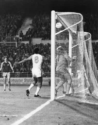 An anxious moment for West Ham. But no joy here for Brian Stein