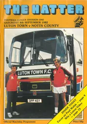 Programme: Luton Town FC vs Notts County (4th Sep 1982)
