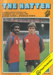 Programme: Luton Town FC vs Ipswich Town (16th Oct 1982)