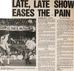 Match Report: Sunderland vs Luton Town FC (13th Nov 1982)