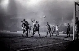 Brian Stein heads for goal