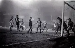 Peter Shilton in the Saints goal watches the ball go wide