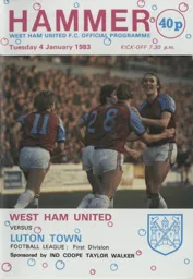 Programme: West Ham United vs Luton Town FC (4th Jan 1983)