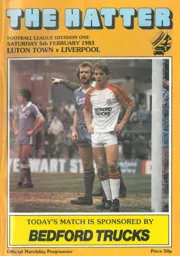 Programme: Luton Town FC vs Liverpool (5th Feb 1983)
