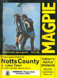 Programme: Notts County vs Luton Town FC (16th Apr 1983)