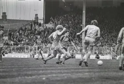 Trevor Aylott working hard in midfield