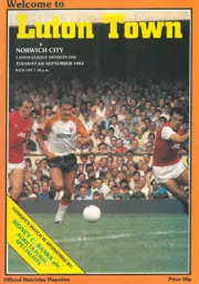 Programme: Luton Town FC vs Norwich City (6th Sep 1983)