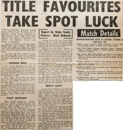 Match Report: Manchester United vs Luton Town FC (10th Sep 1983)