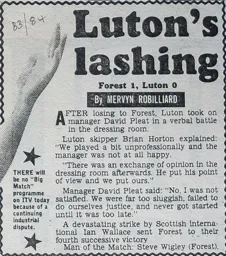 Match Report: Nottingham Forest vs Luton Town FC (24th Sep 1983)