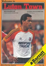 Programme: Luton Town FC vs Southampton (22nd Oct 1983)