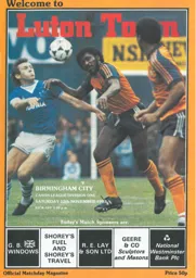 Programme: Luton Town FC vs Birmingham City (12th Nov 1983)