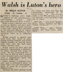 Match Report: Stoke City vs Luton Town FC (10th Dec 1983)