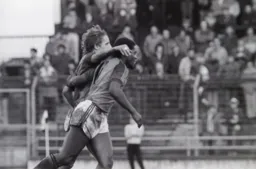 Ray Daniel celebrates his goal