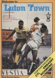 Programme: Luton Town FC vs Watford (7th Jan 1984)