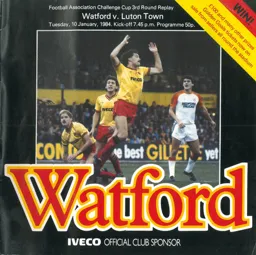 Programme: Watford vs Luton Town FC (10th Jan 1984)