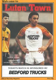 Programme: Luton Town FC vs Liverpool (18th Feb 1984)