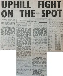 Match Report: Birmingham City vs Luton Town FC (20th Mar 1984)