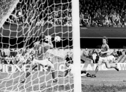 This effort from Brian Stein is comfortably saved by Paul Cooper