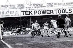 Everton keeper Neville Southall gathers the ball