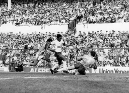 Tony Parks smothers the ball as Brian Stein rushes in