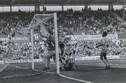 Brian Stein heads home but the goal is disallowed