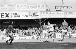 David Moss makes a move for the ball