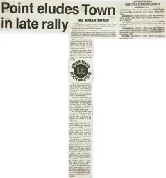 Match Report: Luton Town FC vs Sheffield Wednesday (13th Oct 1984)